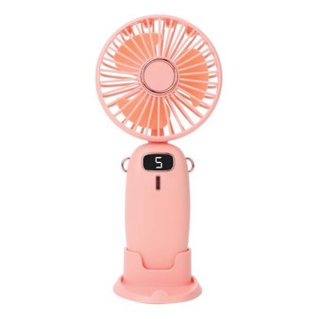 Genopladelig lommeventilator 3W/5V 1200 mAh lyserød