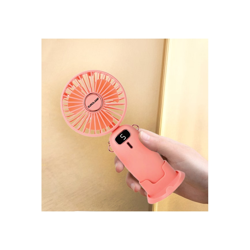 Genopladelig lommeventilator 3W/5V 1200 mAh lyserød
