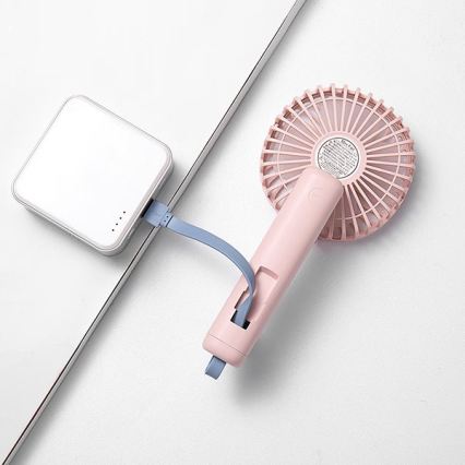 Genopladelig lommeventilator 5W/5V 1200 mAh lyserød