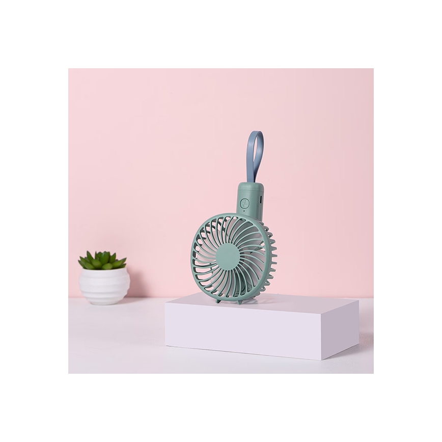 Genopladelig lommeventilator 5W/5V 1200 mAh turkis