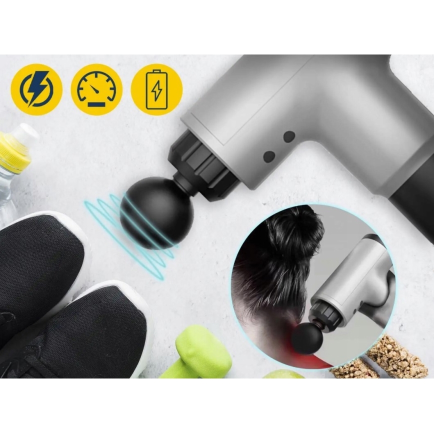 Genopladelig massagepistol 20W/8,4V 1500 mAh