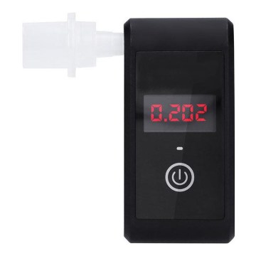 Genopladelig mini-alkoholtester med brændselscelle, måleområde 0,0 - 5,0‰ BAC, følsomhed 0,08‰, 5V