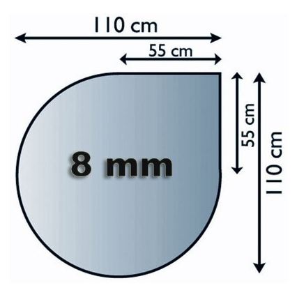 Glas under pejs 1100x1100x8 mm tåre