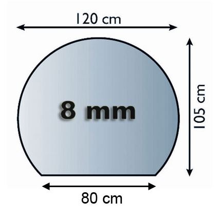 Glas under pejs 1200x1050x8 mm halvrund