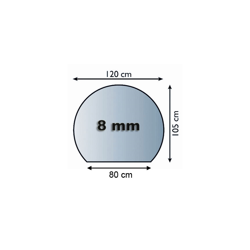 Glas under pejs 1200x1050x8 mm halvrund