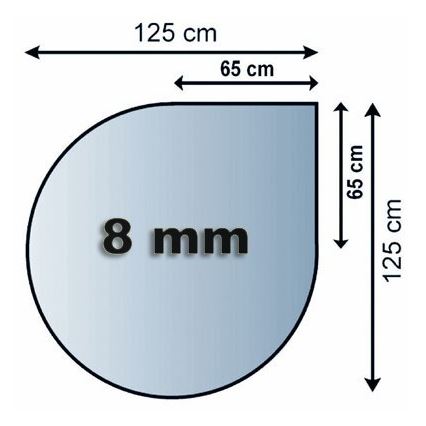Glas under pejs 1250x1250x8 mm tåre