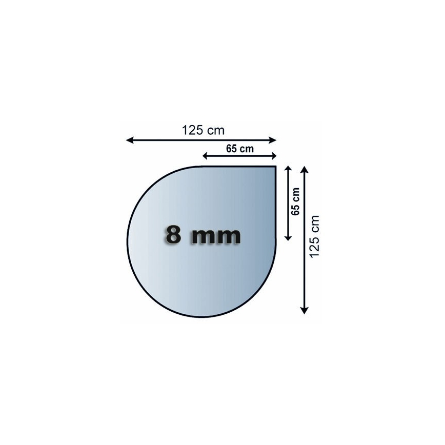 Glas under pejs 1250x1250x8 mm tåre