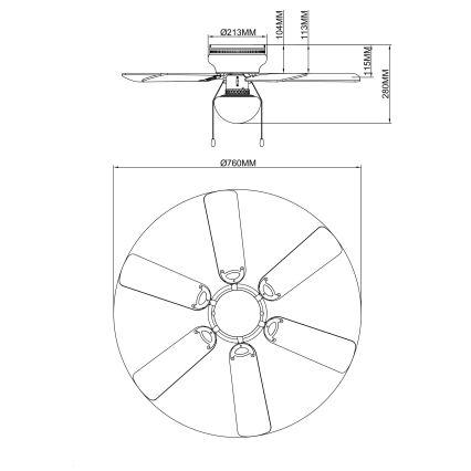 GLOBO - Loftventilator 1xE27/60W/230V