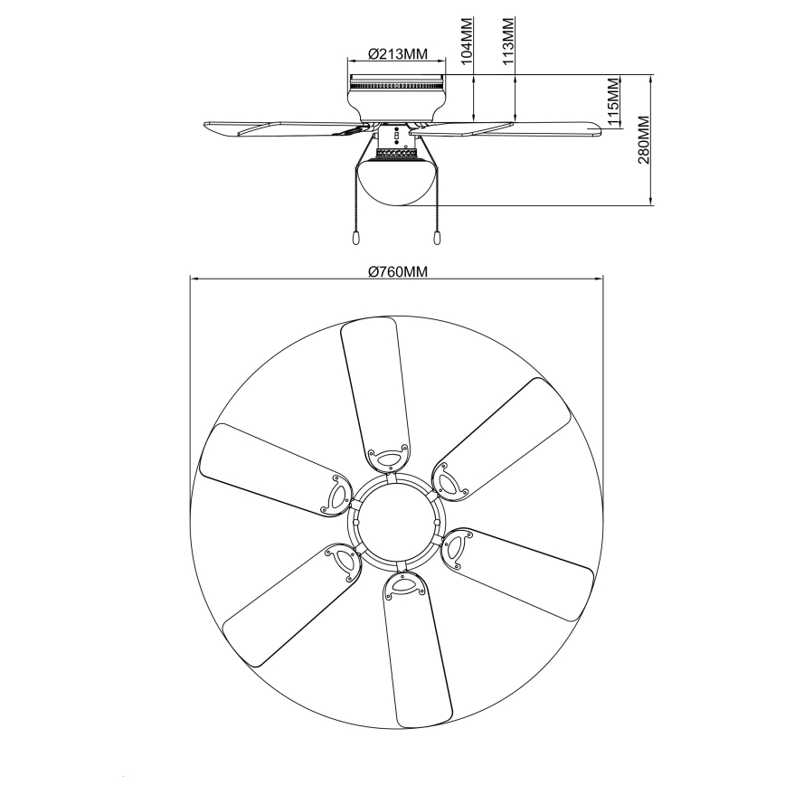 GLOBO - Loftventilator 1xE27/60W/230V