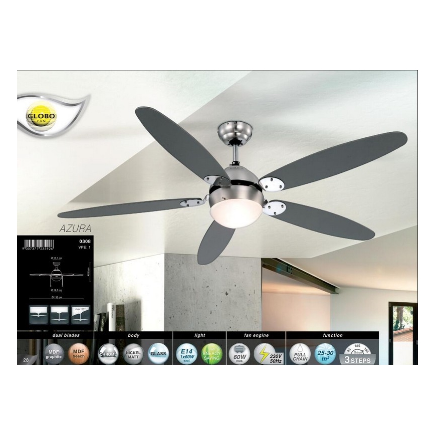 Globo - Loftsventilator 1xE14/60W/230V