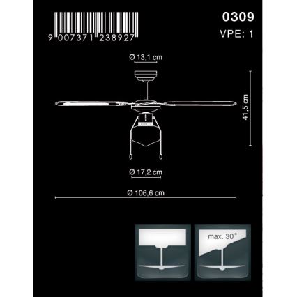 Globo - Loftventilator 1xE27/60W/230V