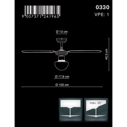 Globo - Loftventilator 1xE27/60W/230V