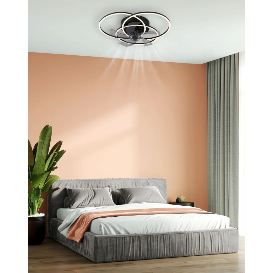Globo - LED Dæmpbar loftventilator LED/40W/230V 3000-6500K sort + fjernbetjening