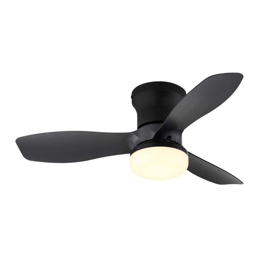 Globo - Dæmpbar loftventilator med LED, 15 W, 230 V, 2700–6500 K, sort + fjernbetjening