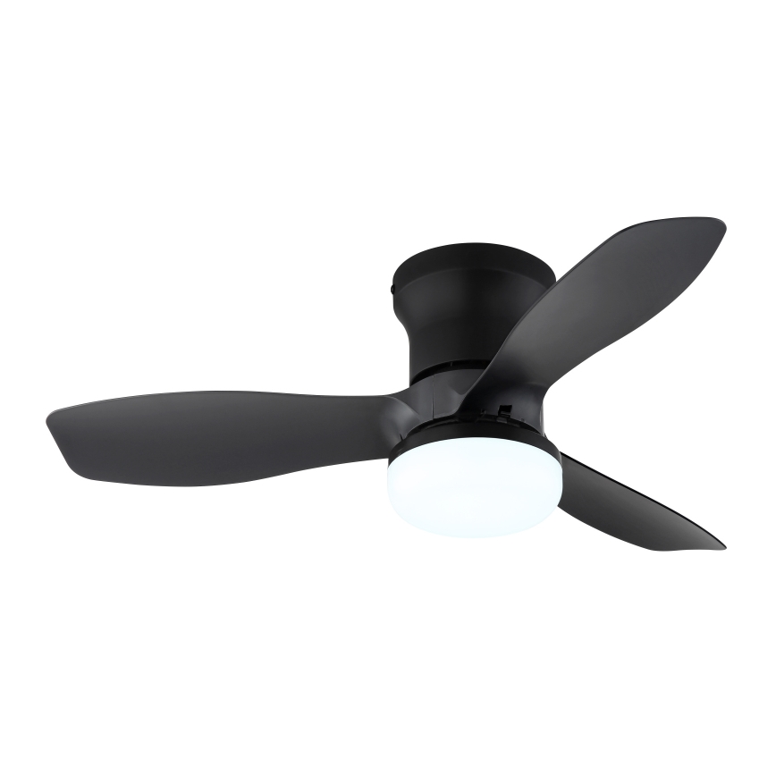 Globo - Dæmpbar loftventilator med LED, 15 W, 230 V, 2700–6500 K, sort + fjernbetjening