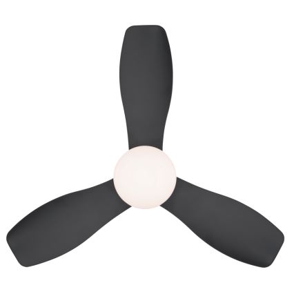 Globo - Dæmpbar loftventilator med LED, 15 W, 230 V, 2700–6500 K, sort + fjernbetjening