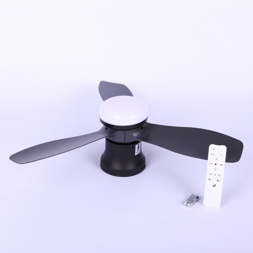 Globo - Dæmpbar loftventilator med LED, 15 W, 230 V, 2700–6500 K, sort + fjernbetjening