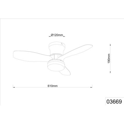 Globo - Dæmpbar loftventilator med LED, 15 W, 230 V, 2700–6500 K, sort + fjernbetjening