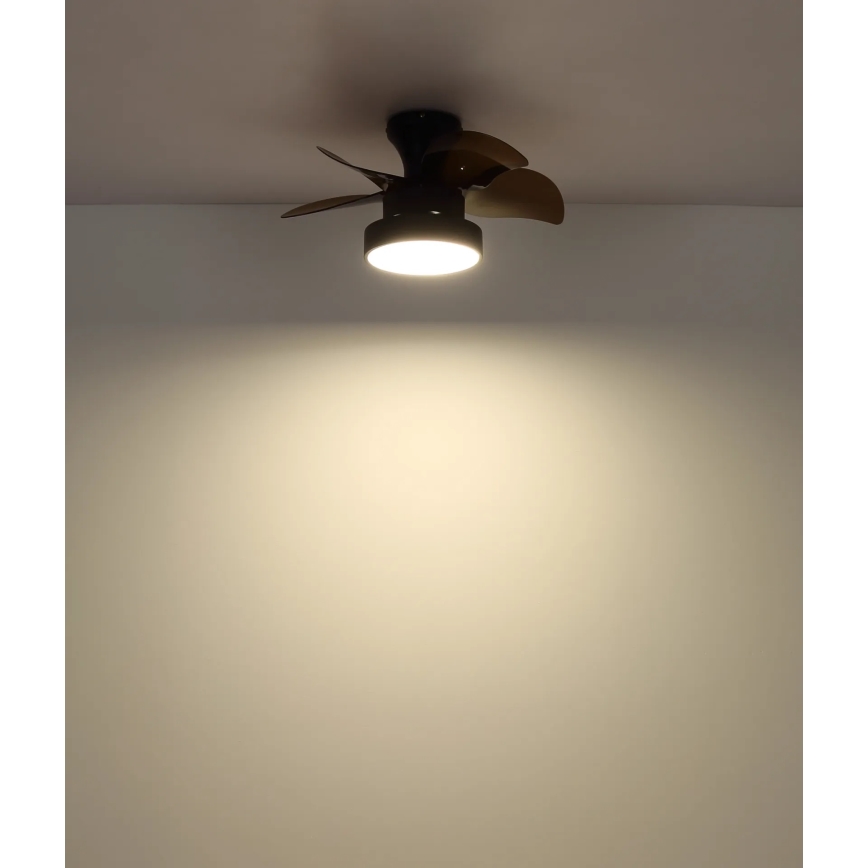 Globo - LED-dæmpbar loftventilator, LED 22 W, 230 V, 3000/4500/6000 K, brun + fjernbetjening
