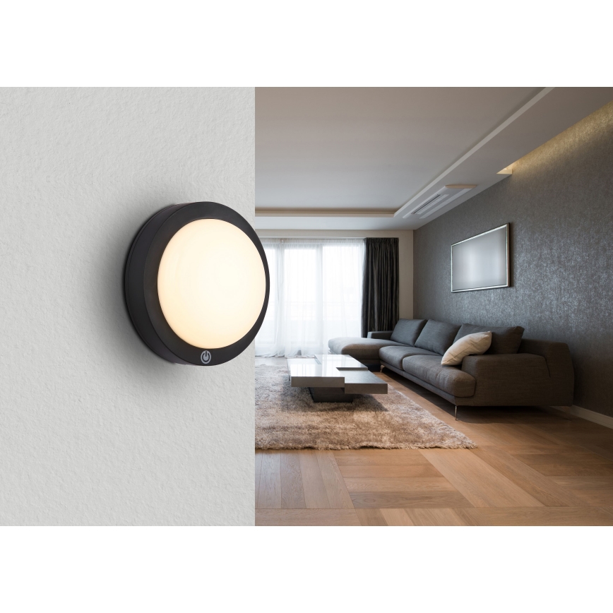 Globo - LED væglampe m. touch-funktion genopladelig LED/1,2W/3,7V diameter 15 cm 1800 mAh sort