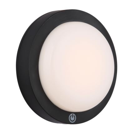 Globo - LED væglampe m. touch-funktion genopladelig LED/1,2W/3,7V diameter 15 cm 1800 mAh sort