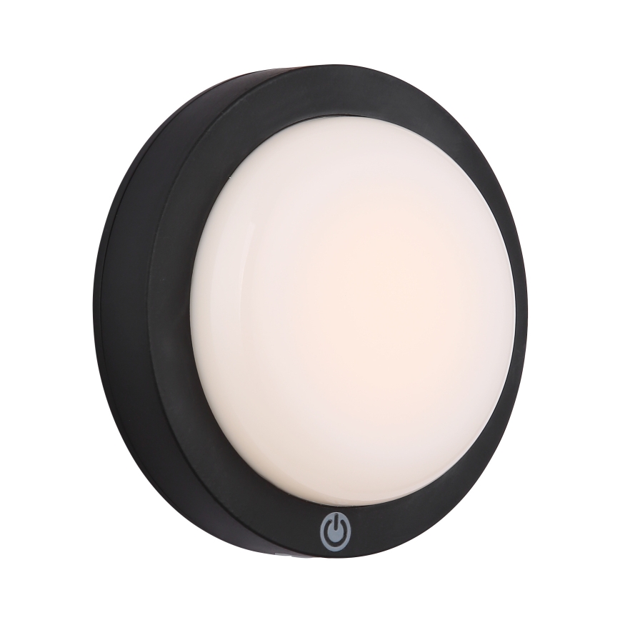 Globo - LED væglampe m. touch-funktion genopladelig LED/1,2W/3,7V diameter 15 cm 1800 mAh sort