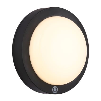 Globo - LED væglampe m. touch-funktion genopladelig LED/1,2W/3,7V diameter 15 cm 1800 mAh sort