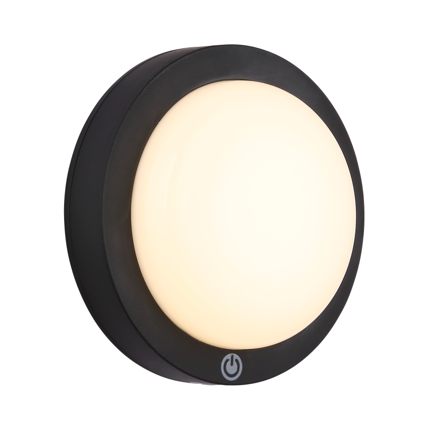 Globo - LED væglampe m. touch-funktion genopladelig LED/1,2W/3,7V diameter 15 cm 1800 mAh sort