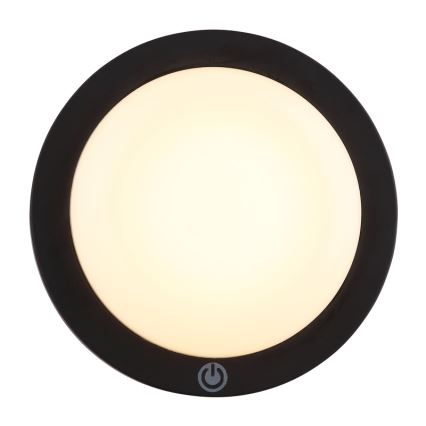 Globo - LED væglampe m. touch-funktion genopladelig LED/1,2W/3,7V diameter 15 cm 1800 mAh sort