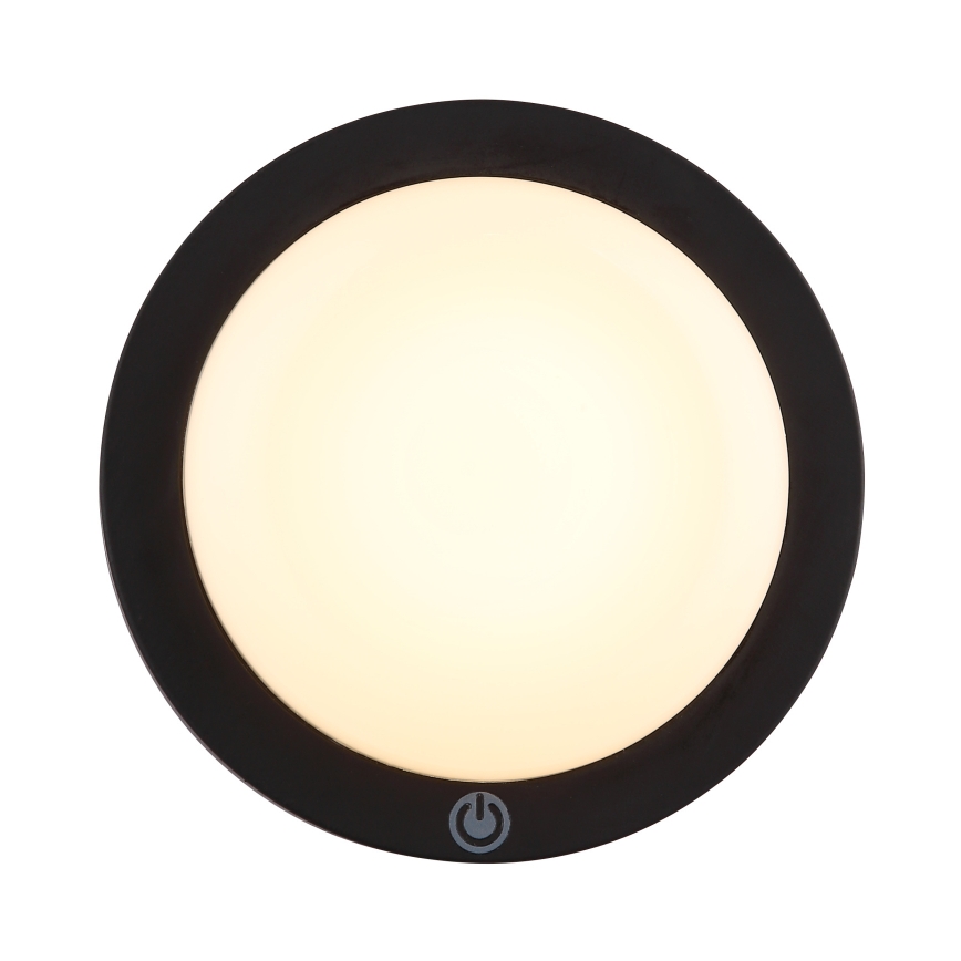 Globo - LED væglampe m. touch-funktion genopladelig LED/1,2W/3,7V diameter 15 cm 1800 mAh sort
