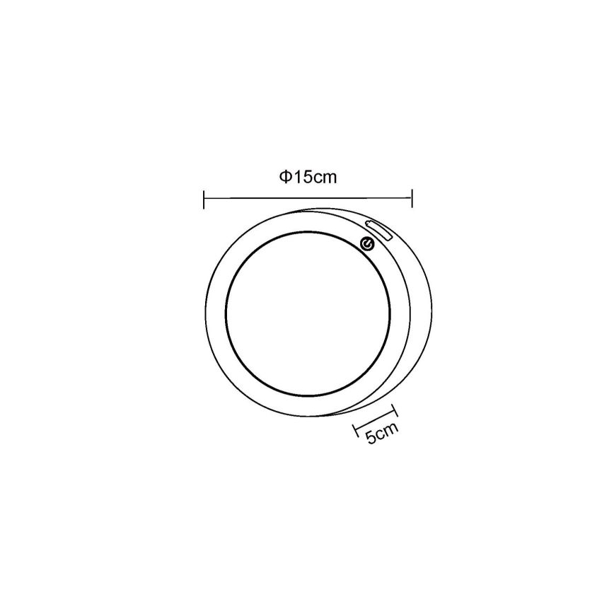 Globo - LED væglampe m. touch-funktion genopladelig LED/1,2W/3,7V diameter 15 cm 1800 mAh sort