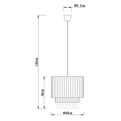 Globo - Lysekrone i en snor 1xE27/60W/230V