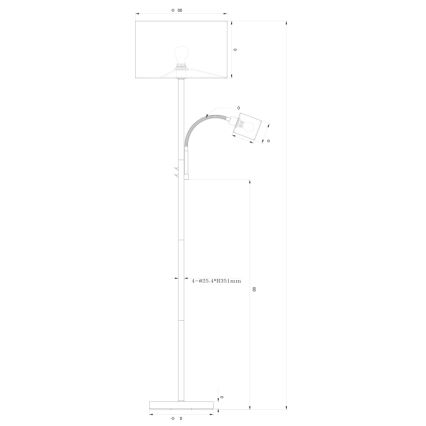 Globo - Gulvlampe 1xE27/40W/230V + 1xE14/25W