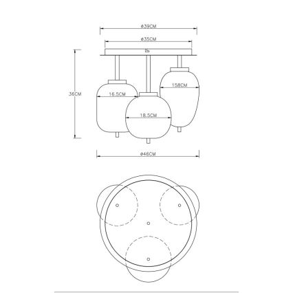 Globo - Loftlampe 3xE14/40W/230V sort