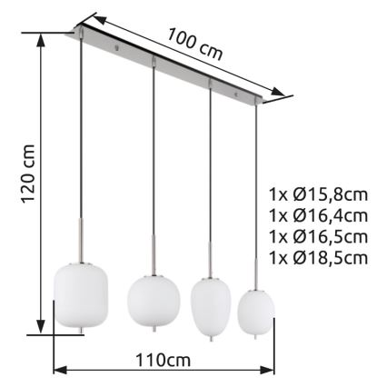 Globo - Pendel 4xE14/40W/230V hvid
