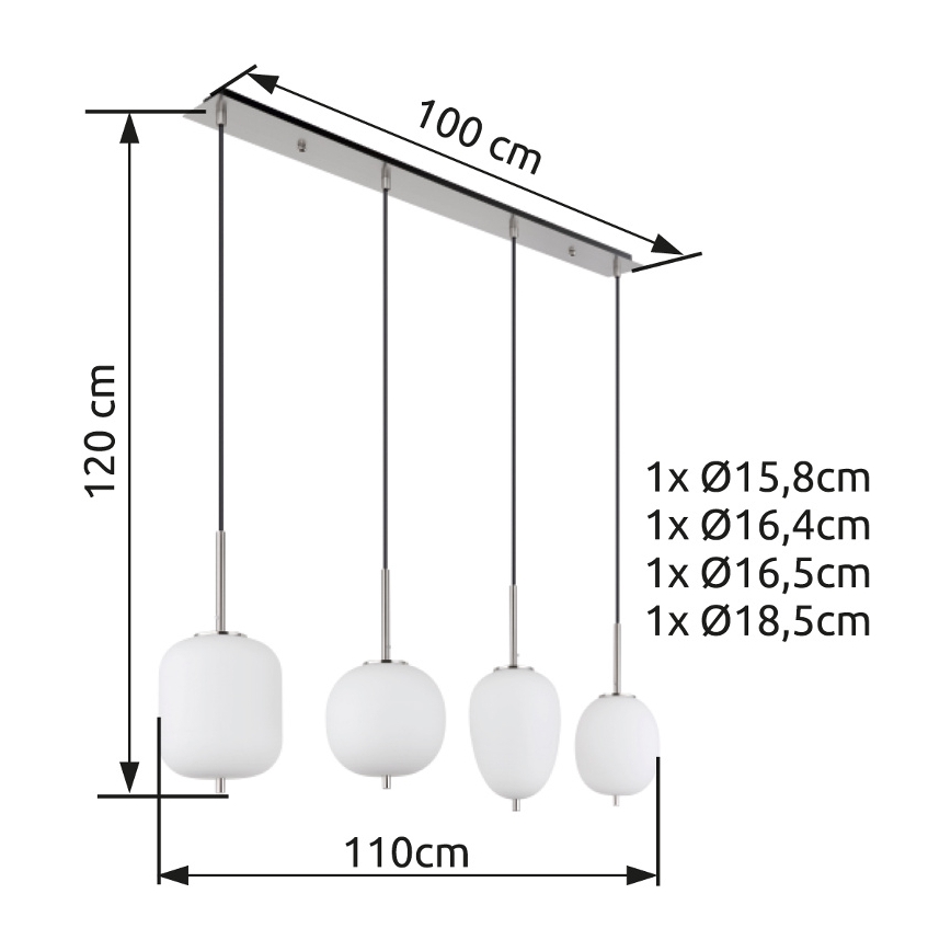 Globo - Pendel 4xE14/40W/230V hvid