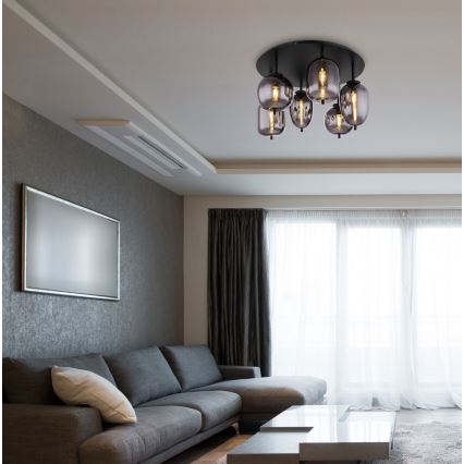 Globo - Loftlampe 6xE14/40W/230V sort