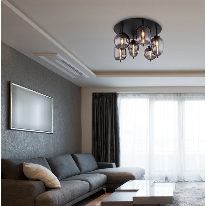 Globo - Loftlampe 6xE14/40W/230V sort