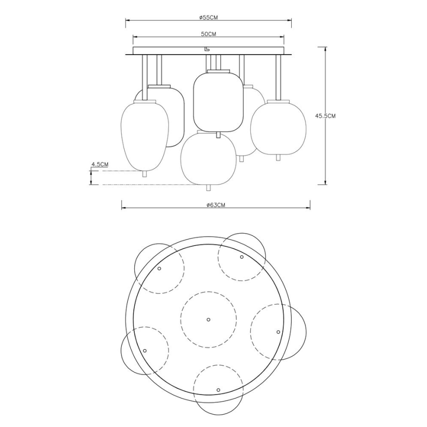 Globo - Loftlampe 6xE14/40W/230V sort