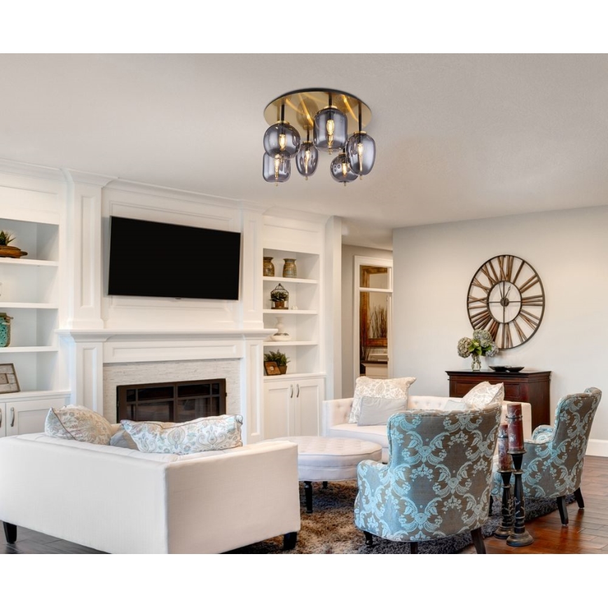 Globo - Loftlampe med 6xE14/40W/230V i messing