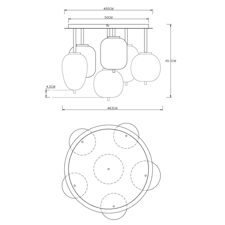 Globo - Loftlampe 6xE14/40W/230V messing