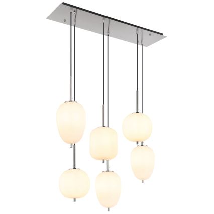 Globo - Pendel 6xE14/40W/230V skinnende krom