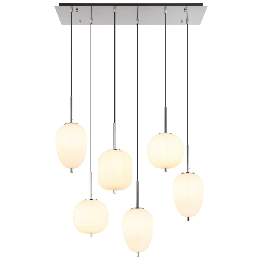 Globo - Pendel 6xE14/40W/230V skinnende krom
