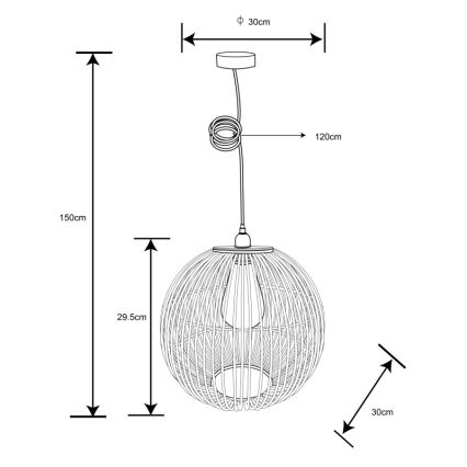 Globo - Pendel 1xE27/60W/230V bambus