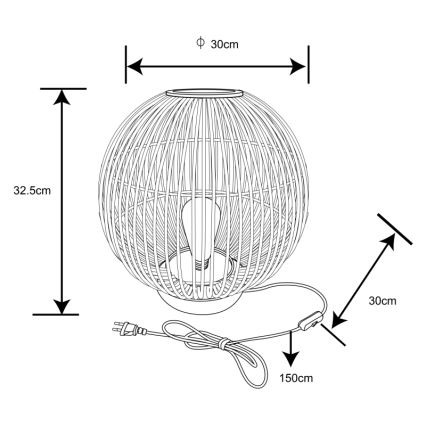 Globo - Bordlampe 1xE27/60W230V bambus