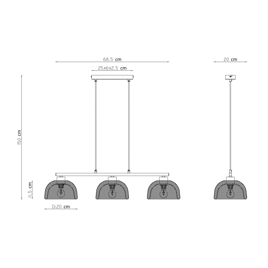 Globo - Lysekrone i en snor 3xE14/40W/230V