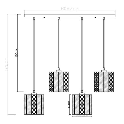 Globo - Pendel 4xE27/60W/230V guldfarvet/sort