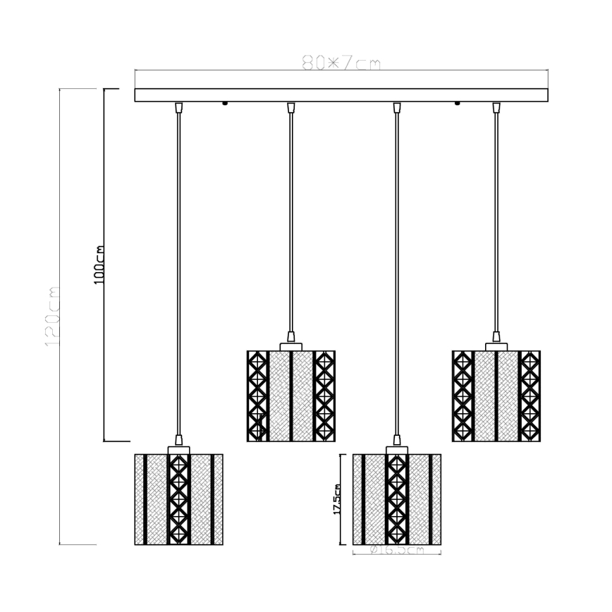 Globo - Pendel 4xE27/60W/230V guldfarvet/sort