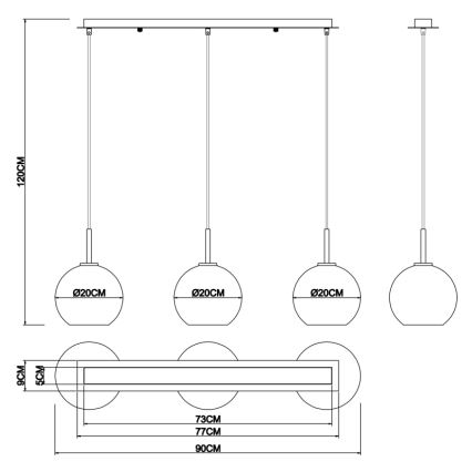 Globo - Pendel 3xE27/60W/230V