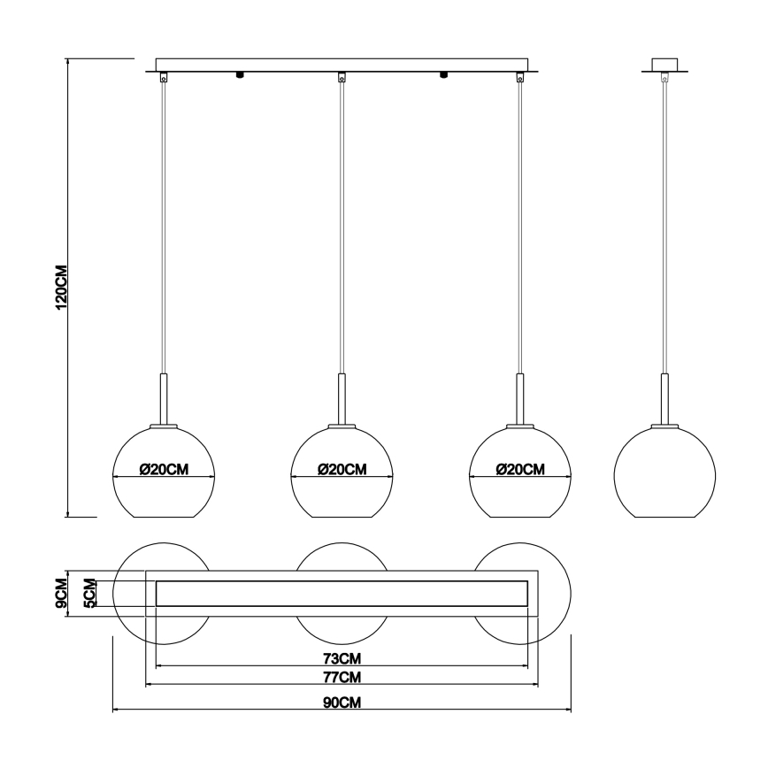 Globo - Pendel 3xE27/60W/230V